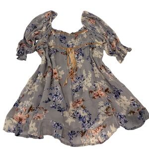 New Free People Floral Babydoll Mini Dress Womens S Petite Lavender Ruffles NWT